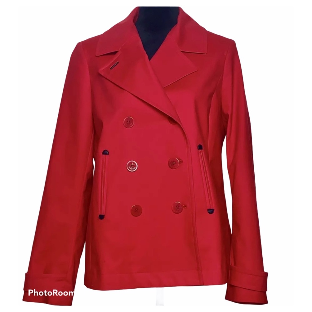 Red Talbots Sz 10 Double Breasted PeaCoat Like New